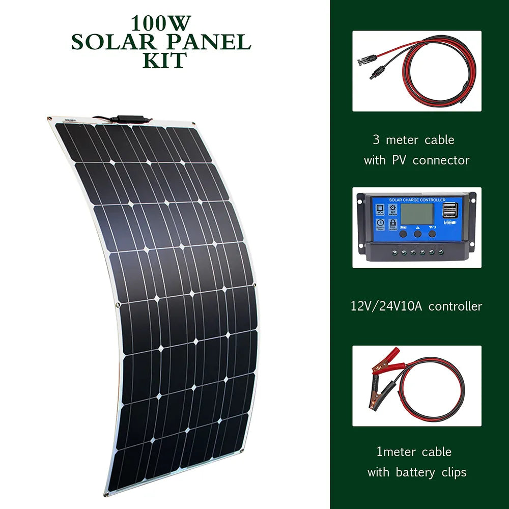 300w 200w 100w flexible solar panels 12v 24v high