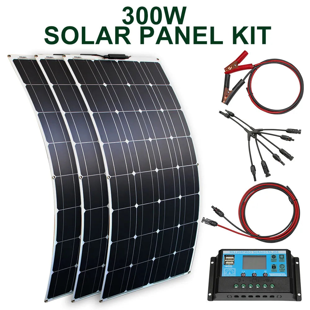 300w 200w 100w flexible solar panels 12v 24v high