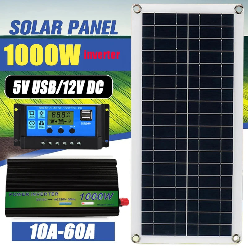 1000w solar panel 12v monocrystalline usb power portable outdoor solar