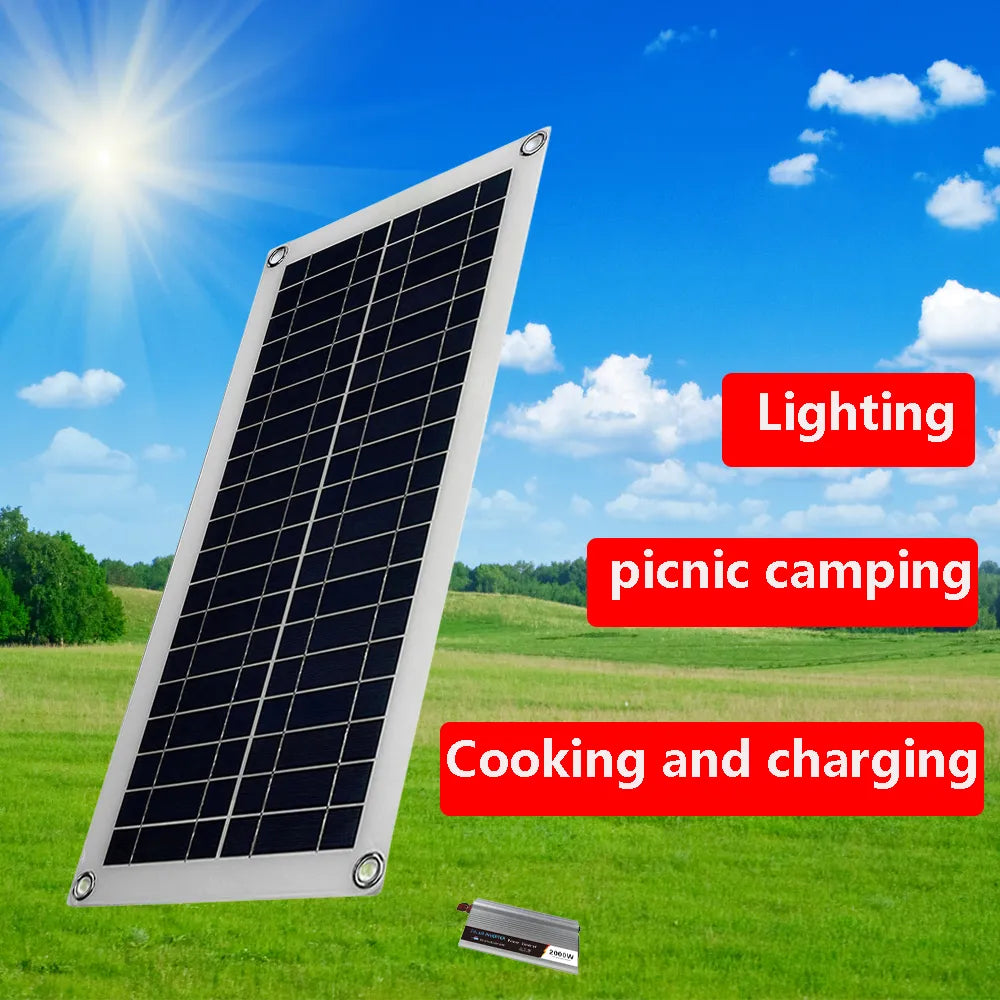 2000w solar power system solar panel kit 12v solar battery 10a-60a con