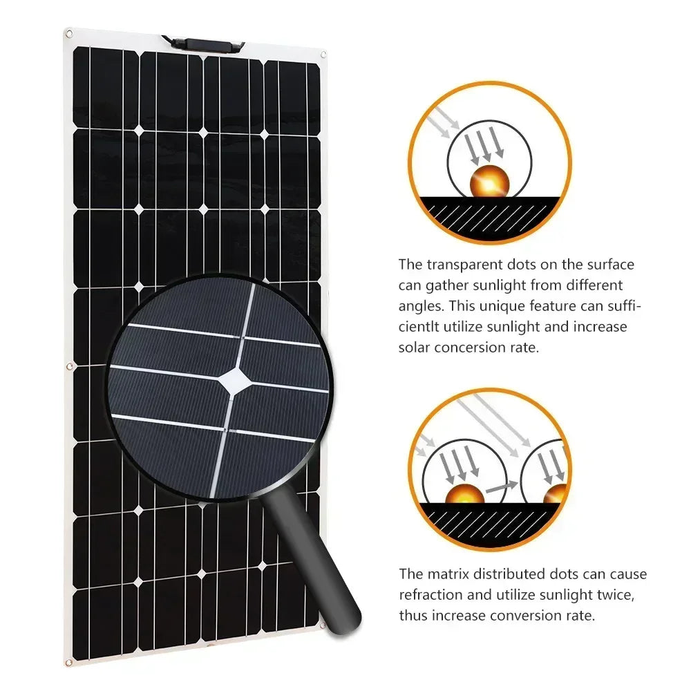 100w 200w 300w 400w 1000w flexible solar panel efficiency cell diy mod