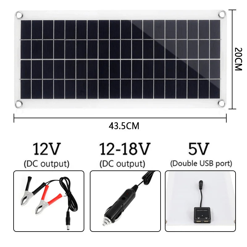 300w solar panel 12v usb charging solar cell 60a controller portable