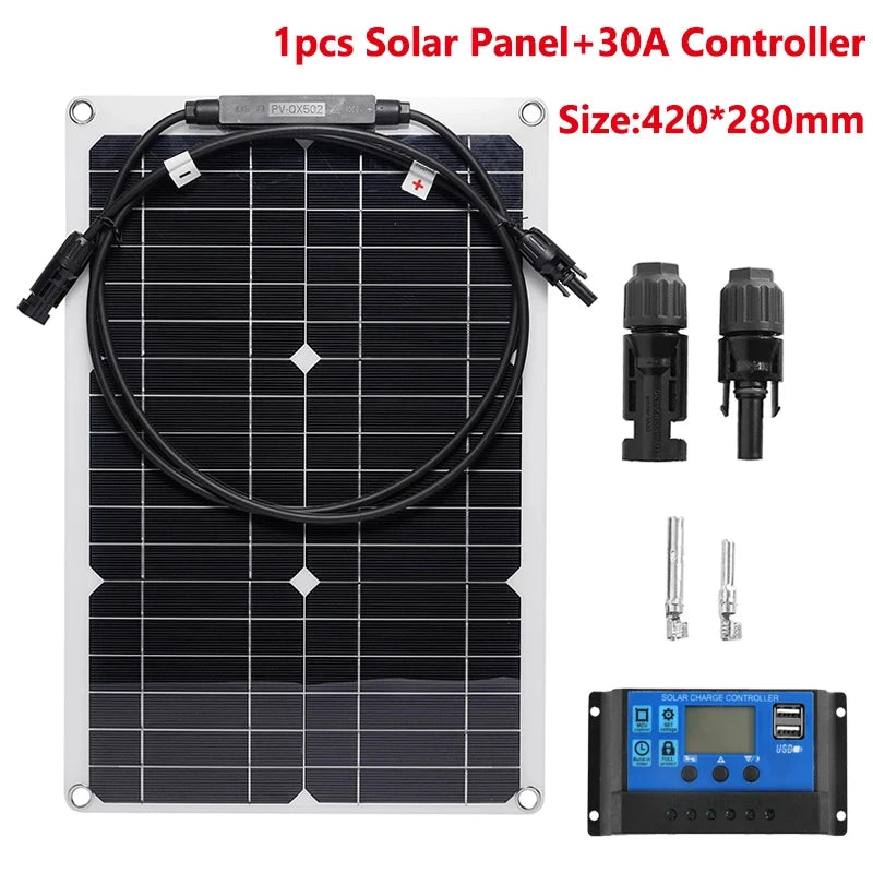 30w-600w flexible solar panel 12v battery charger dual usb