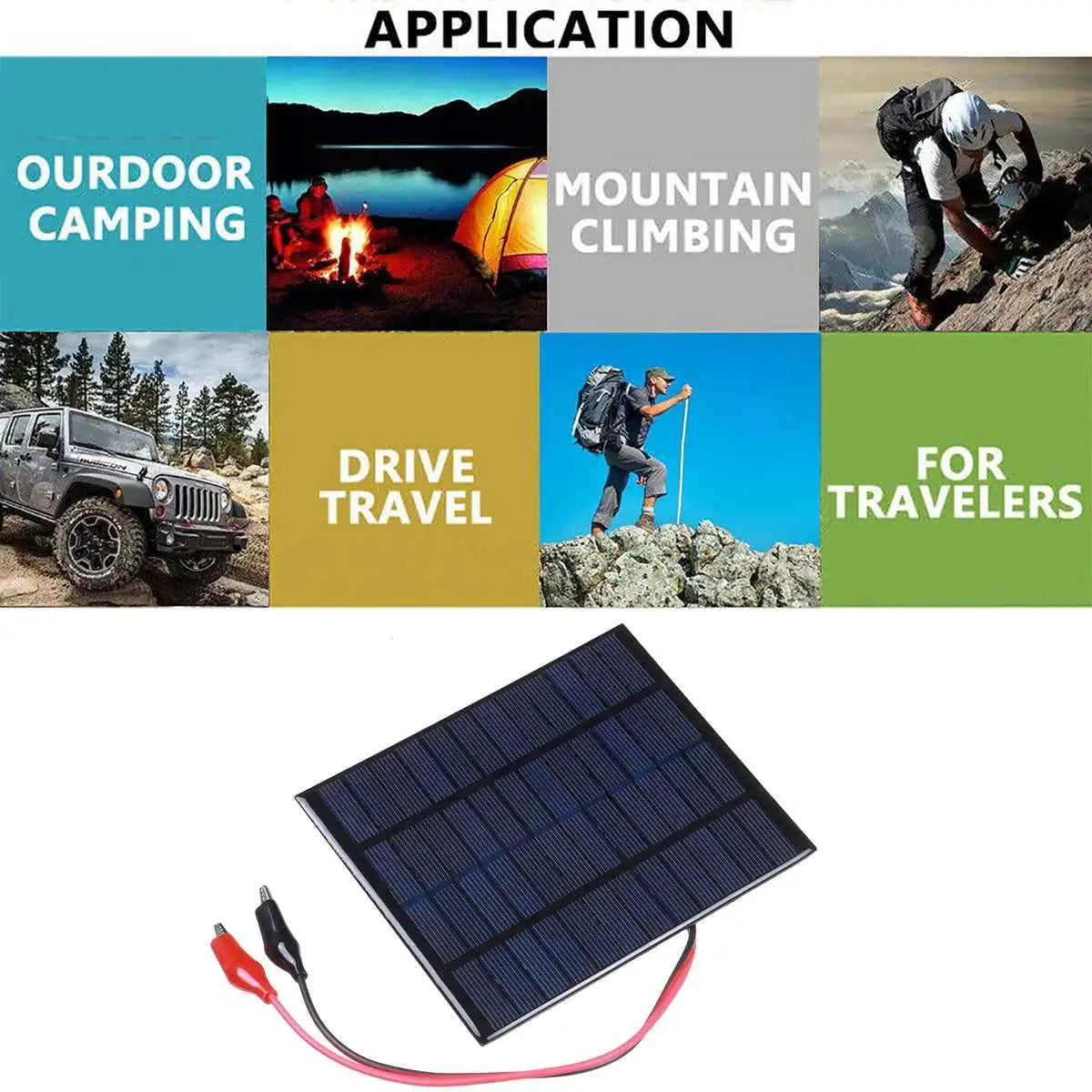 20W Solar Panel 12V Polycrystalline Silicon Solar Cell DIY Cable Waterproof Outdoor Rechargeable Power System For Outdoor Campin