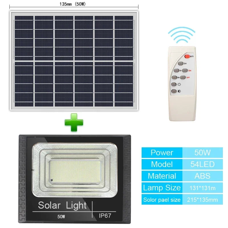 solar flood lights remote control 50-400w solar powered spotlight outd