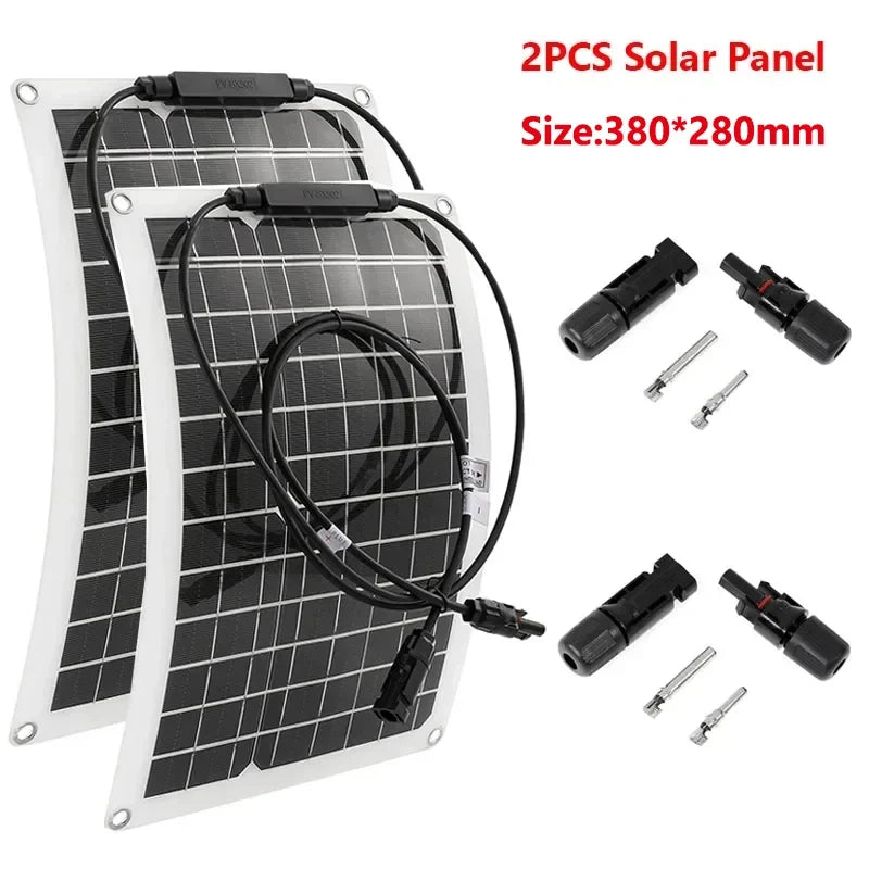 30w-600w flexible solar panel 12v battery charger dual usb