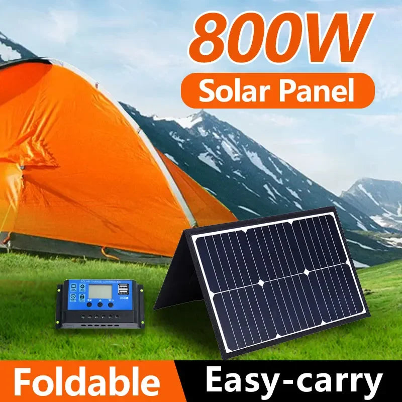 800W Solar Panel Kit Complete Camping Foldable Solar Power Station MPPT Portable Generator Charger 18V for Car Boat Caravan Camp