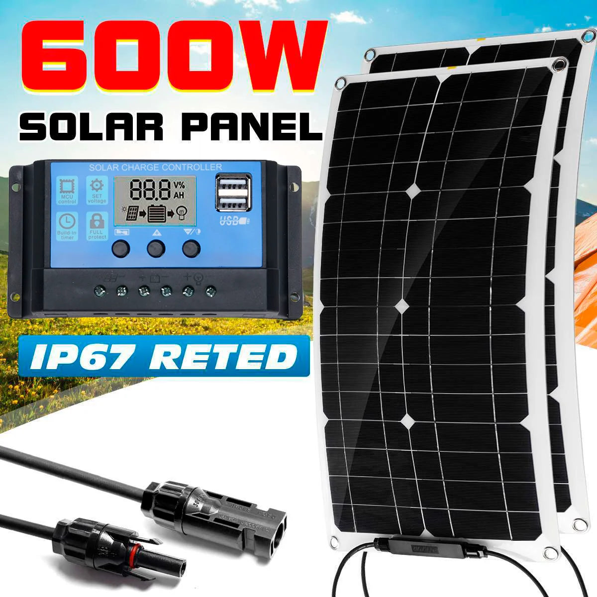 600w 5v12v18v flexible solar panel kit monocrystalline solar cells pow