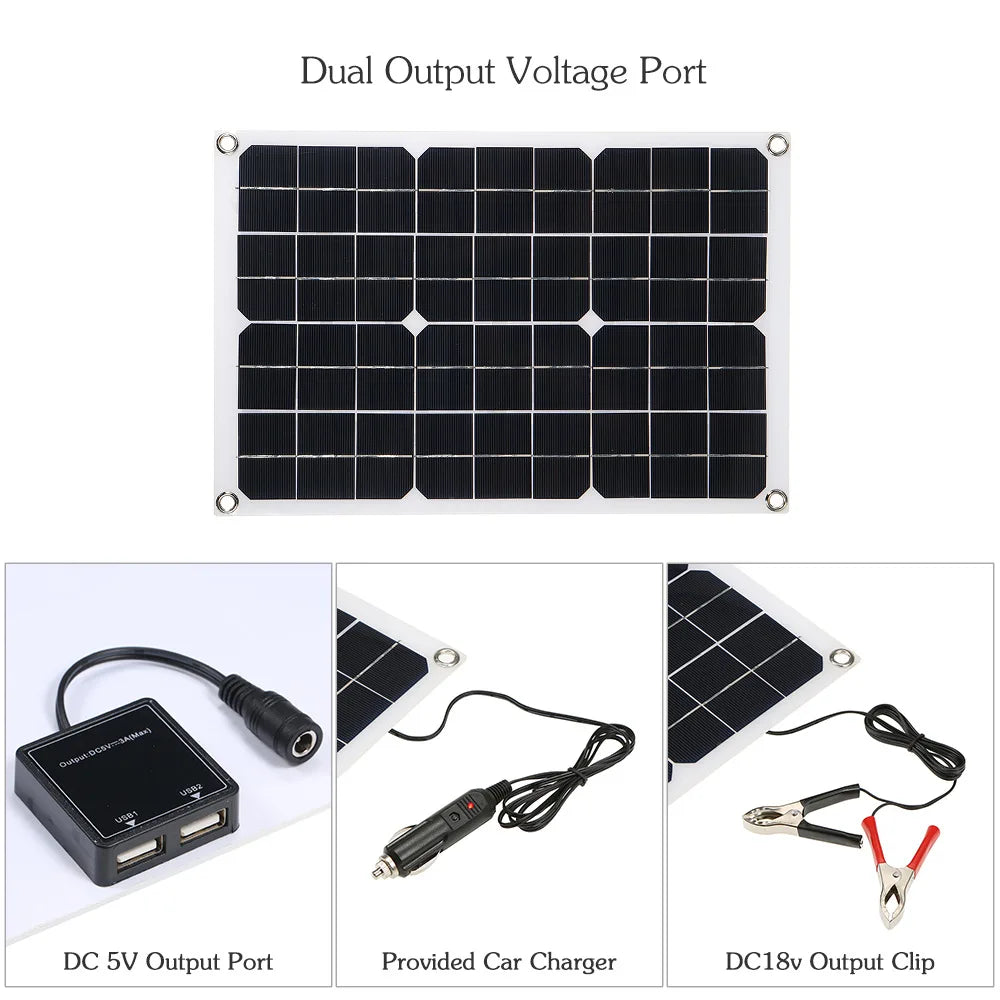 1200W Solar Panel 12V Battery Charger Dual USB With 10A-60A ell Controller Solar COutdoor Camping for Phone Car Yacht RV Hiking