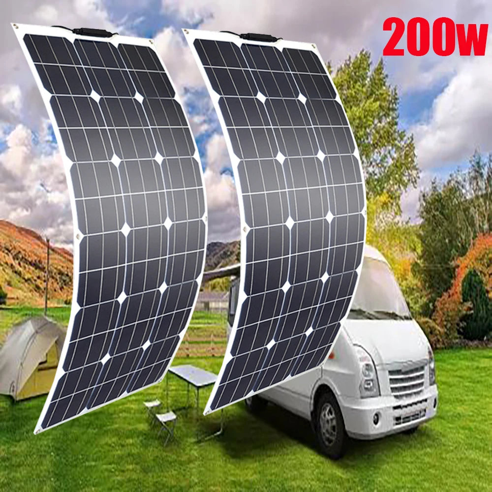 solar panel 200w 100w 12v battery charger flexible photovoltaic panel