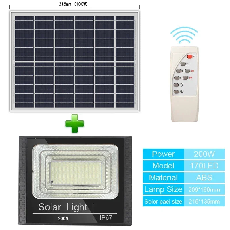 solar flood lights remote control 50-400w solar powered spotlight outd