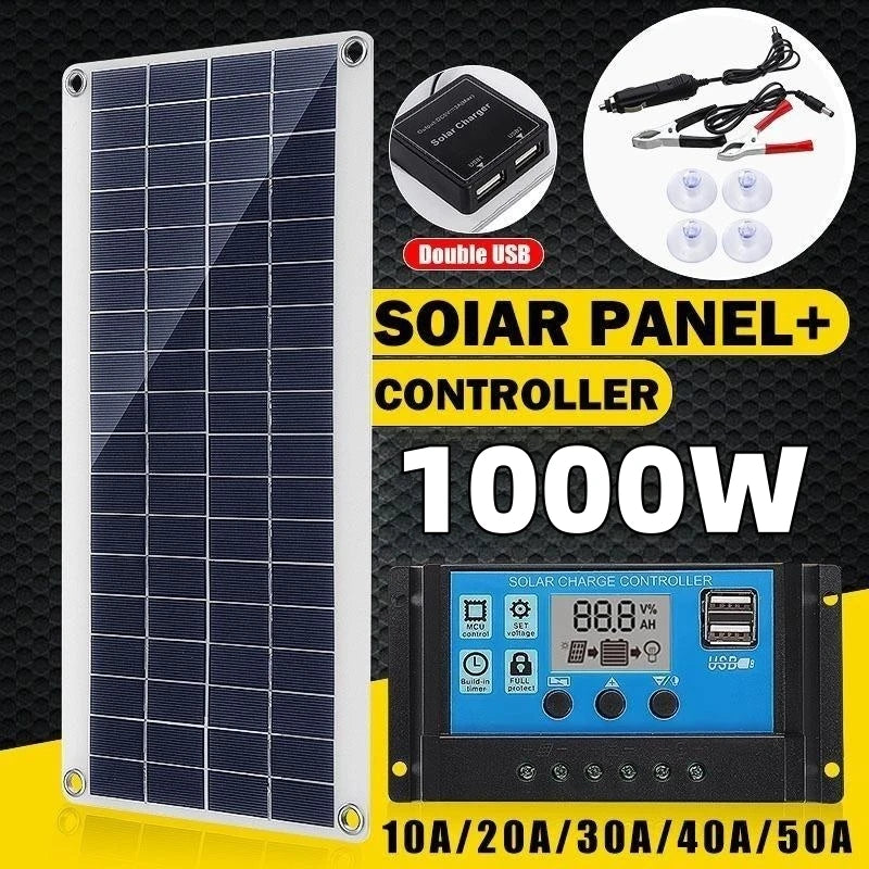 new1000w solar panel 12v solar cell 10a-100a controller solar plate