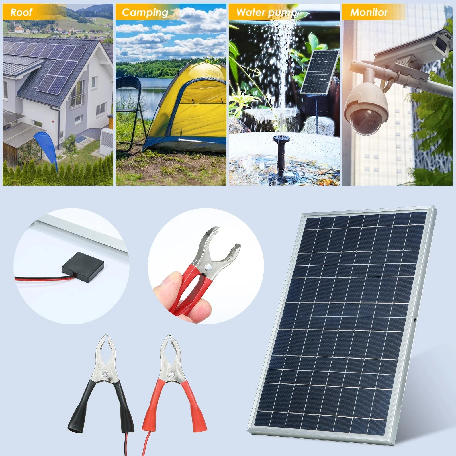 300w solar panel kit complete 5v 12v polycrystalline usb power portab