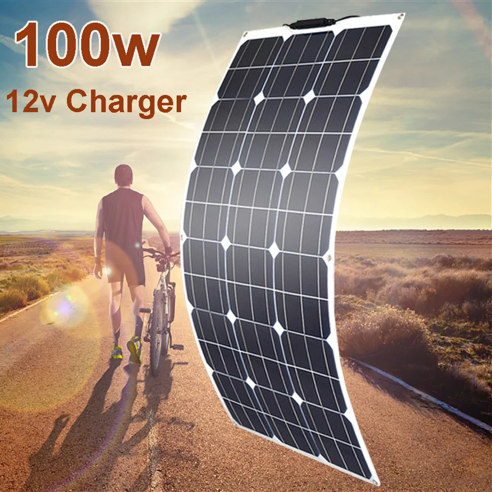 solar panel 200w 100w 12v battery charger flexible photovoltaic panel