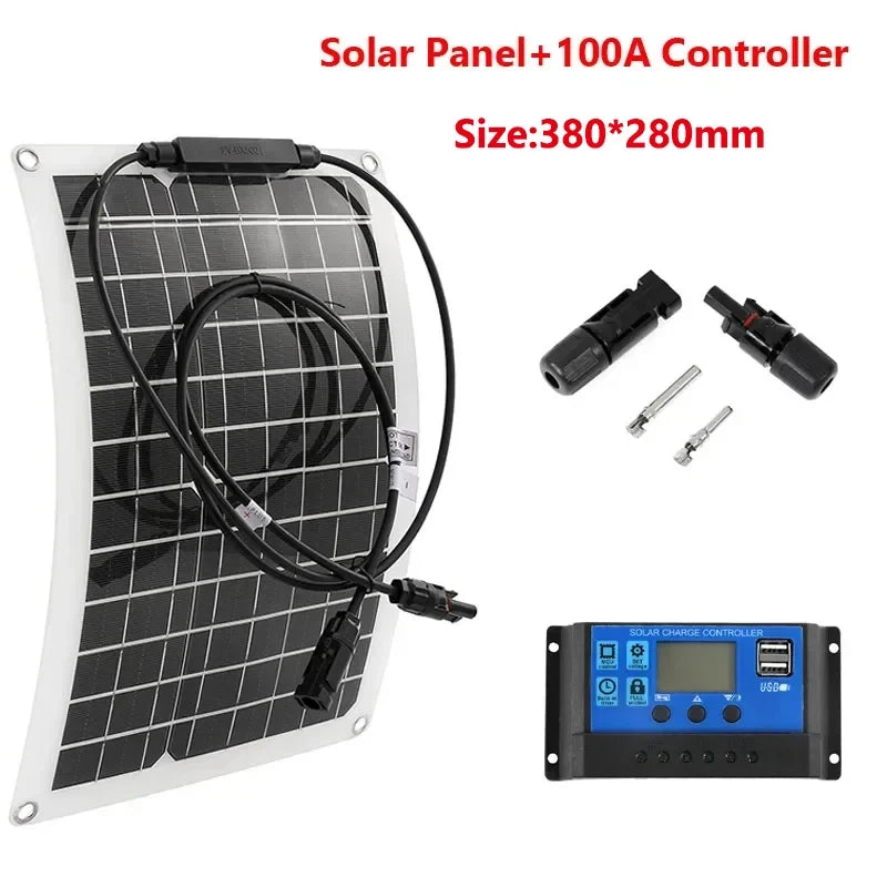 30w-600w flexible solar panel 12v battery charger dual usb