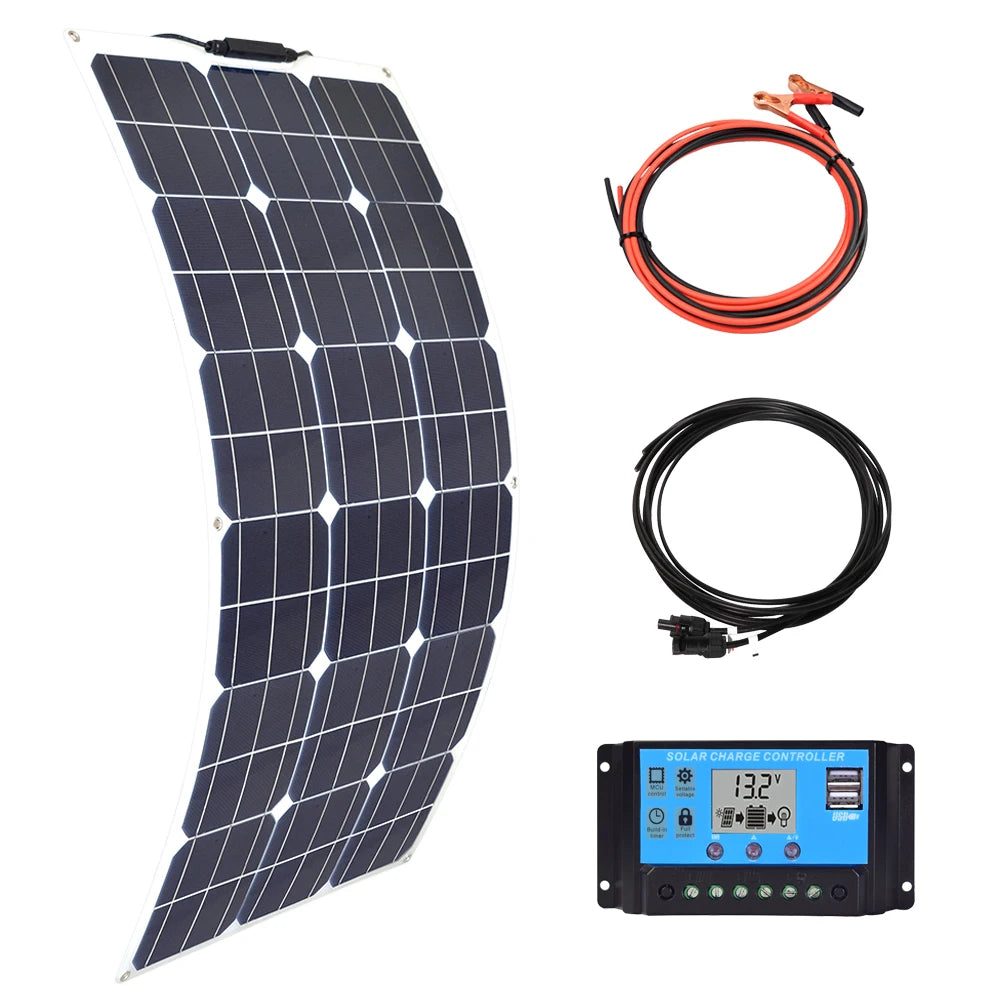 solar panel 200w 100w 12v battery charger flexible photovoltaic panel