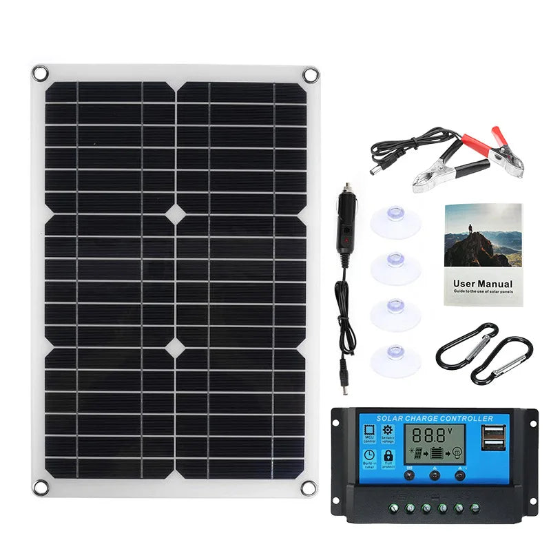 1200W Solar Panel 12V Battery Charger Dual USB With 10A-60A ell Controller Solar COutdoor Camping for Phone Car Yacht RV Hiking