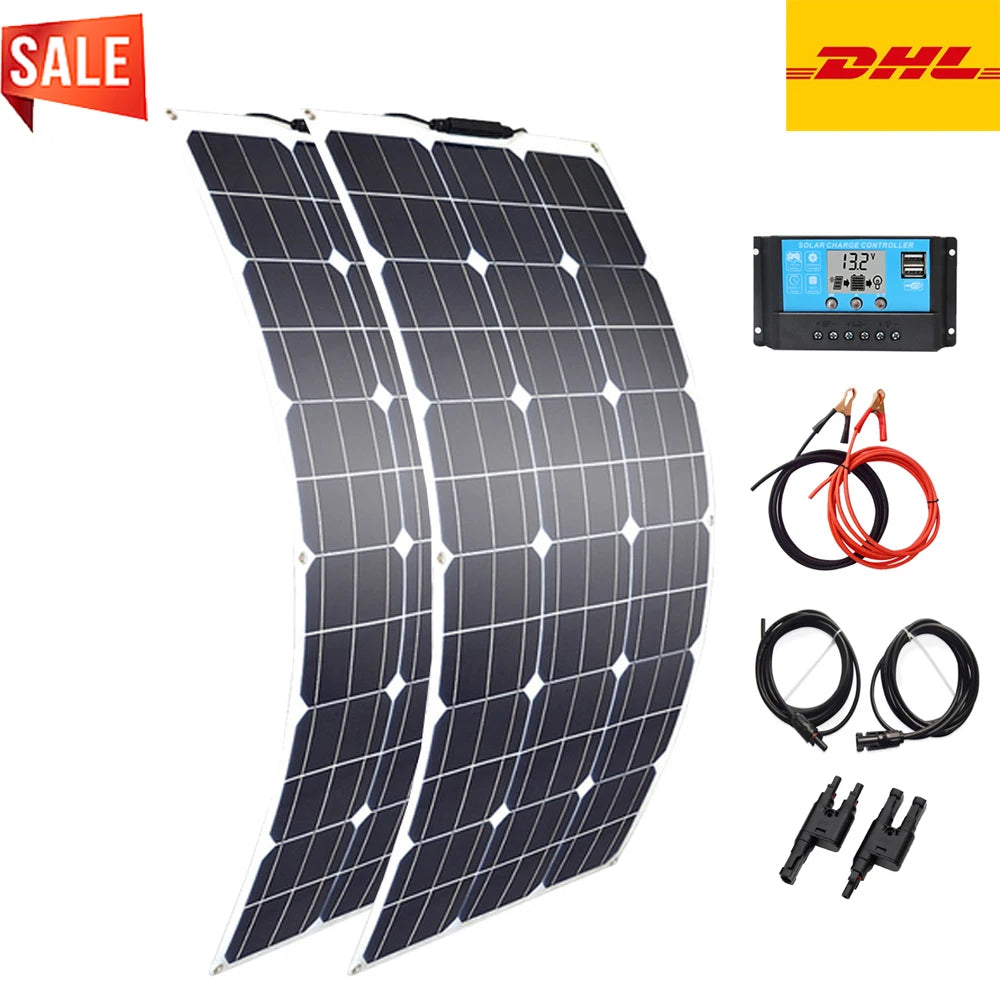 solar panel 200w 100w 12v battery charger flexible photovoltaic panel