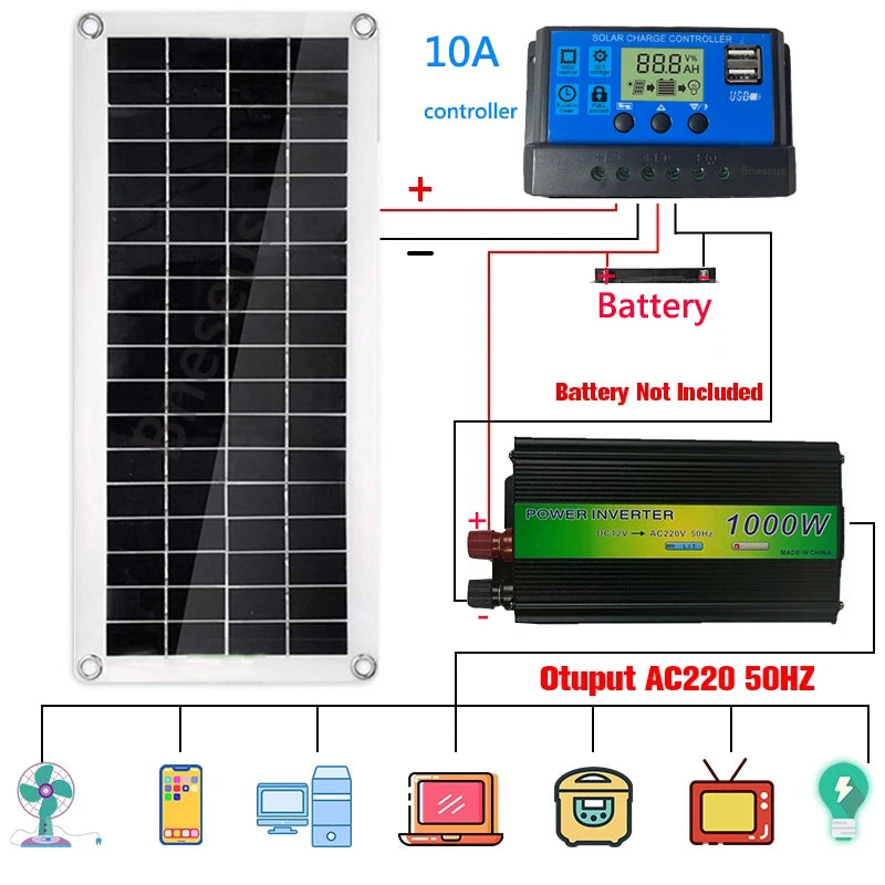 1000w solar panel 12v monocrystalline usb power portable outdoor solar