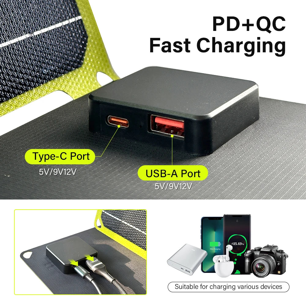 outdoor powerful flexible solar panel 5v 40w portable battery mobile