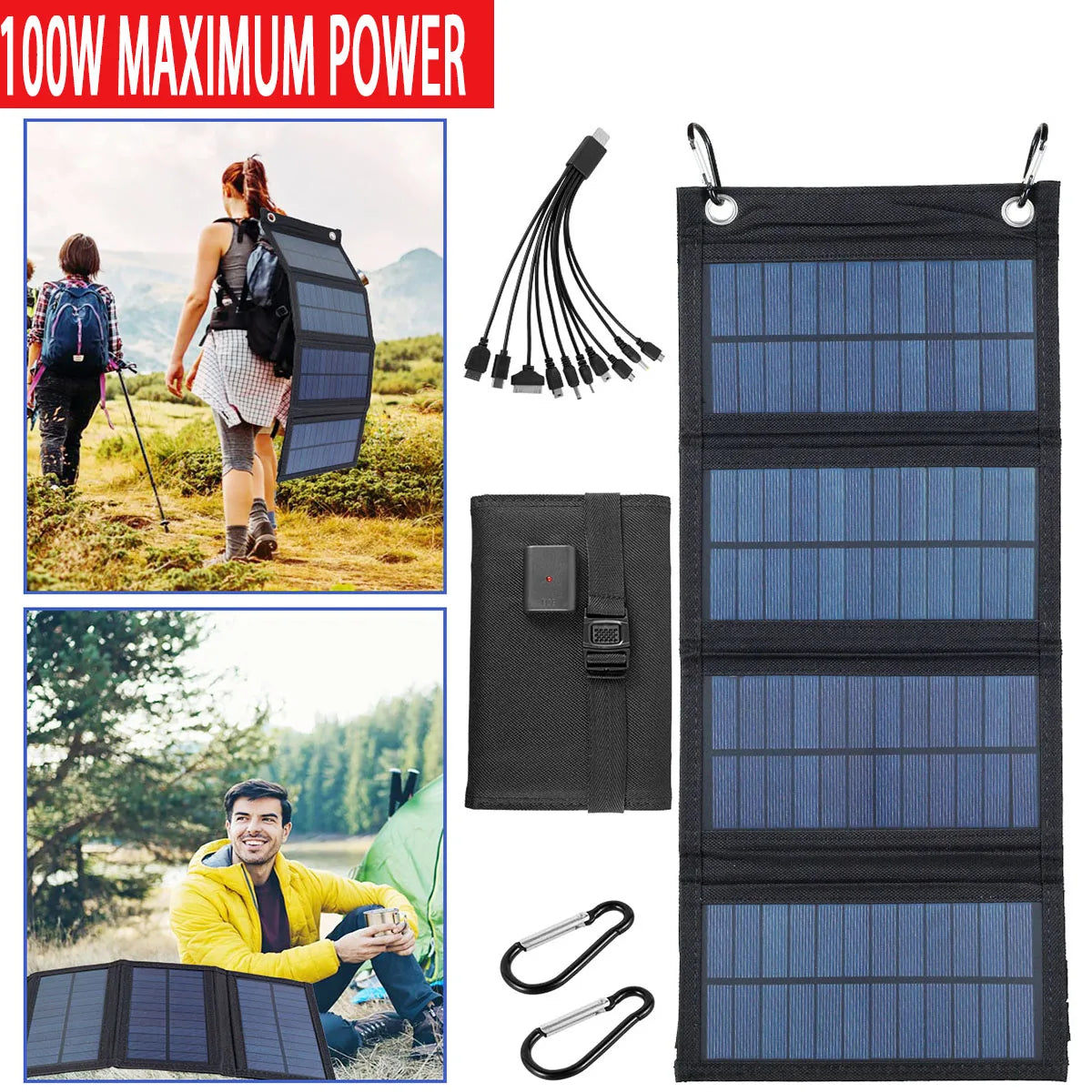 100w solar panel folding charger ip65 waterproof usb solar charger sui